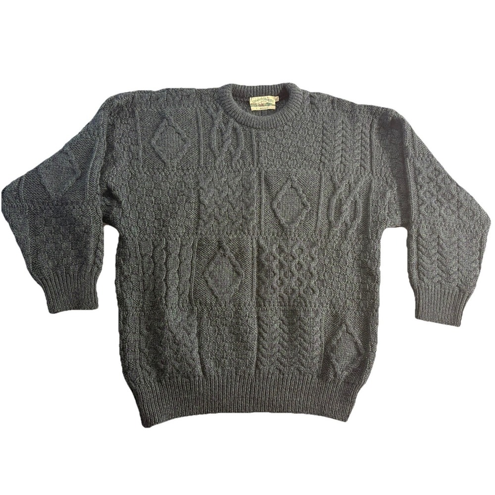Aran Crafts Knit Sweater Men's XL Green 100% Pure New Wool Made‎ In Ireland
